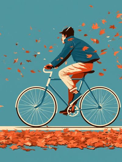 Autumn Cyclist Illustration Poster. poster