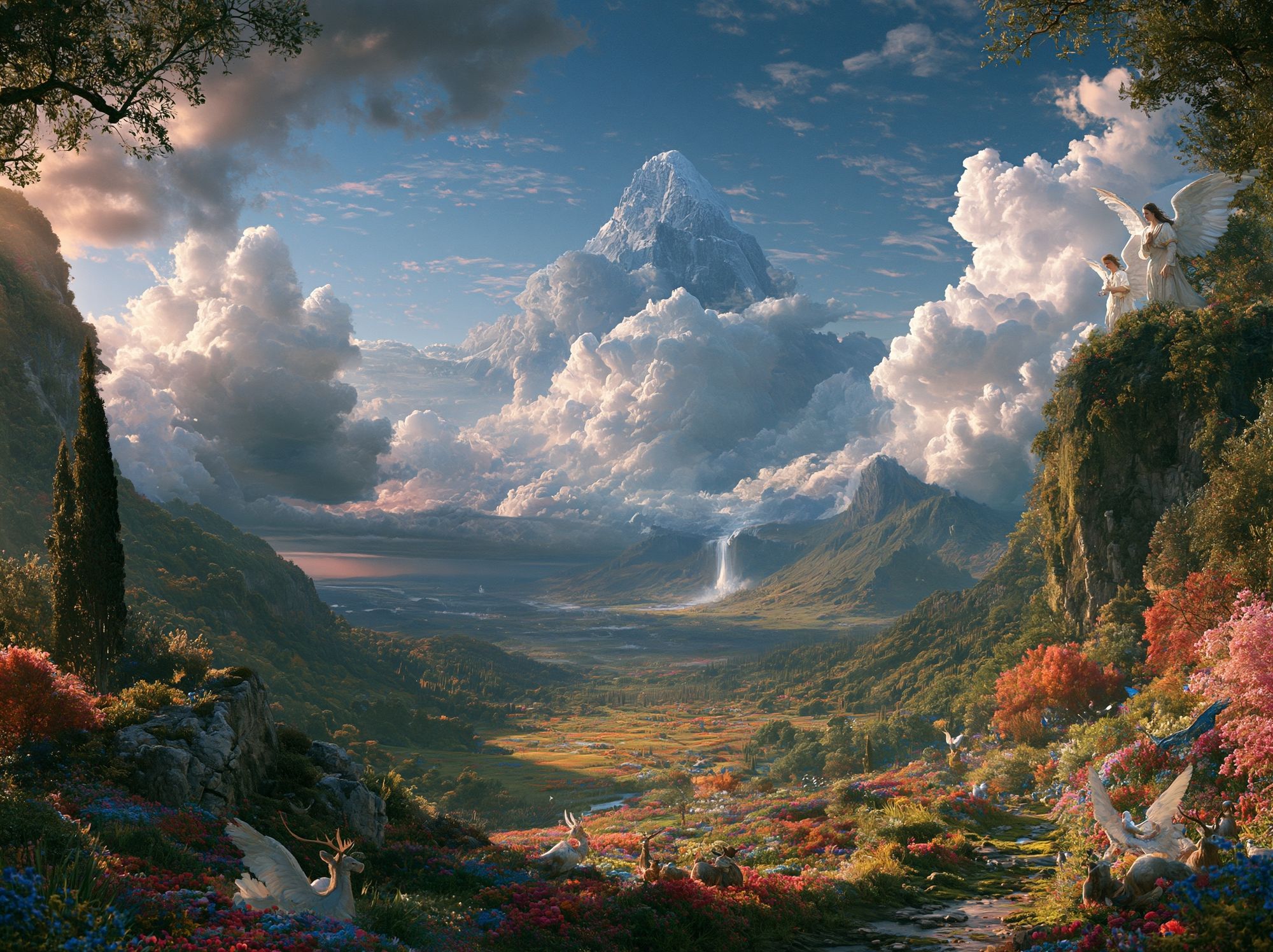 Celestial Mountain Valley Print. poster — illustration art