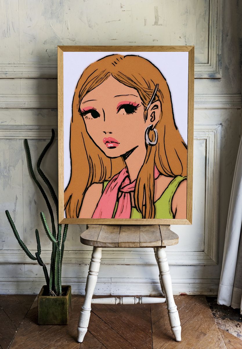 Blonde Portrait Illustration Poster. — room view 1