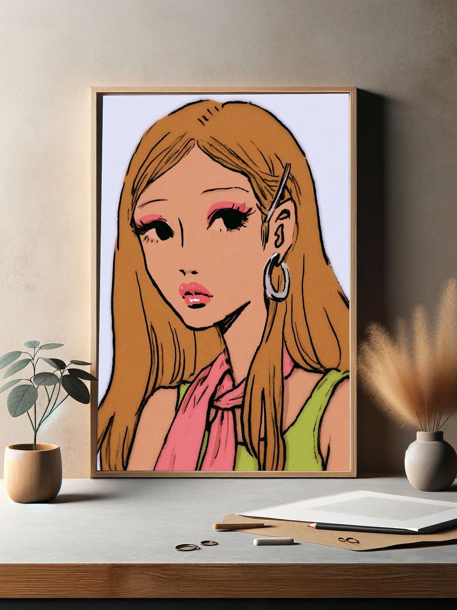 Blonde Portrait Illustration Poster. — room view 2