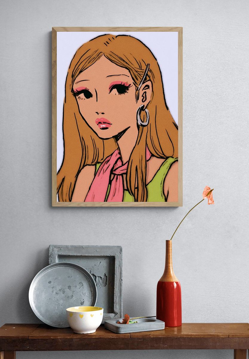 Blonde Portrait Illustration Poster. — room view 3