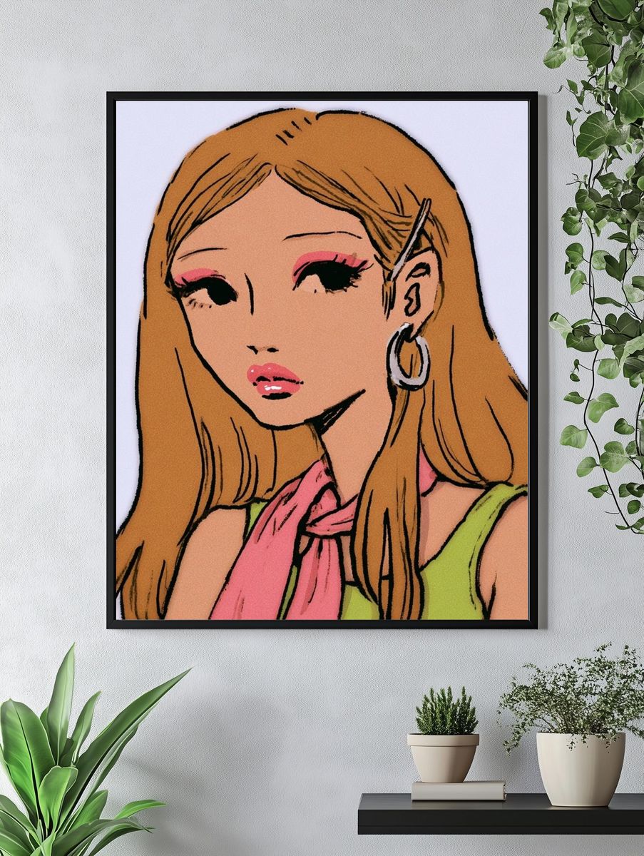 Blonde Portrait Illustration Poster. — room view 4