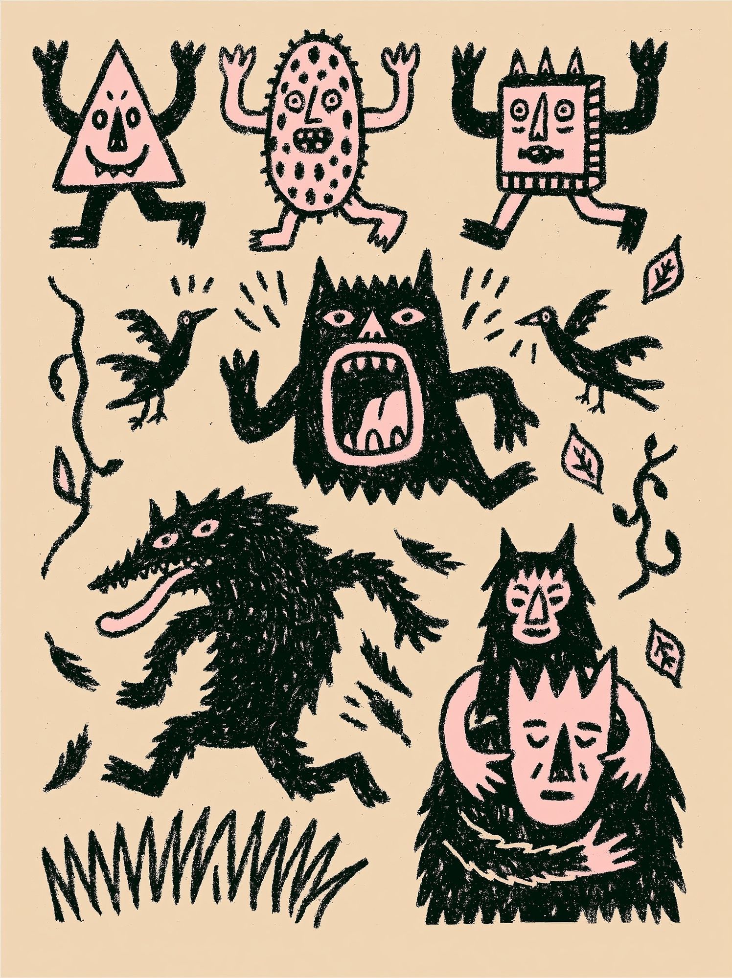 Monster Doodle Illustration Poster. poster — illustration art