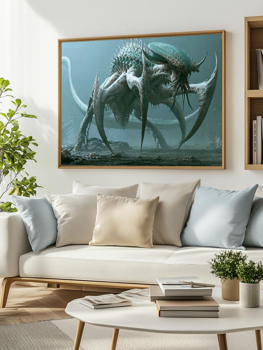Alien Creature Digital Art Poster. — room view 2