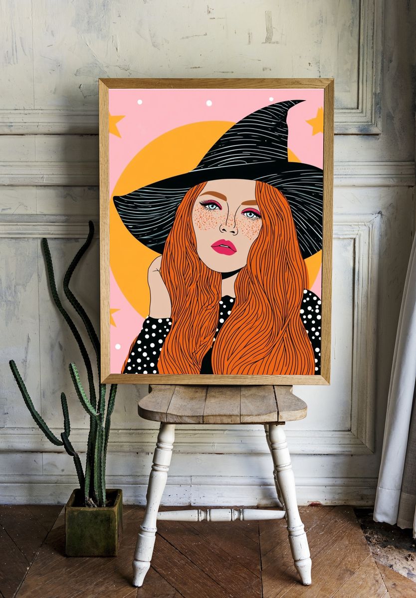 Witch Portrait Illustration Poster. — room view 1