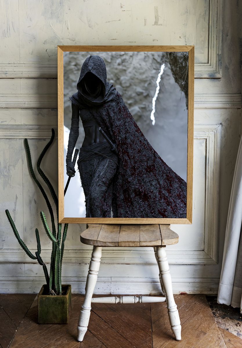 Dark Hooded Warrior Fantasy Print. — room view 1