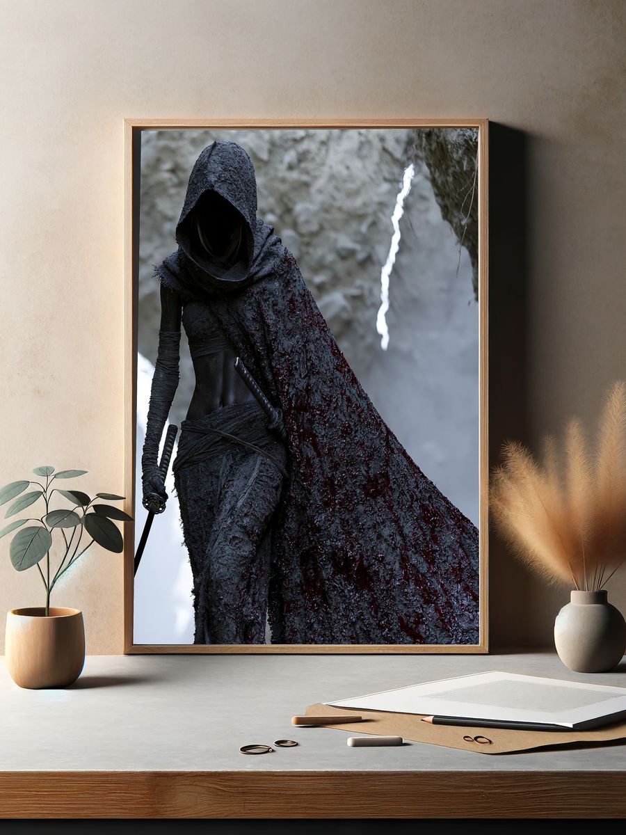 Dark Hooded Warrior Fantasy Print. — room view 2