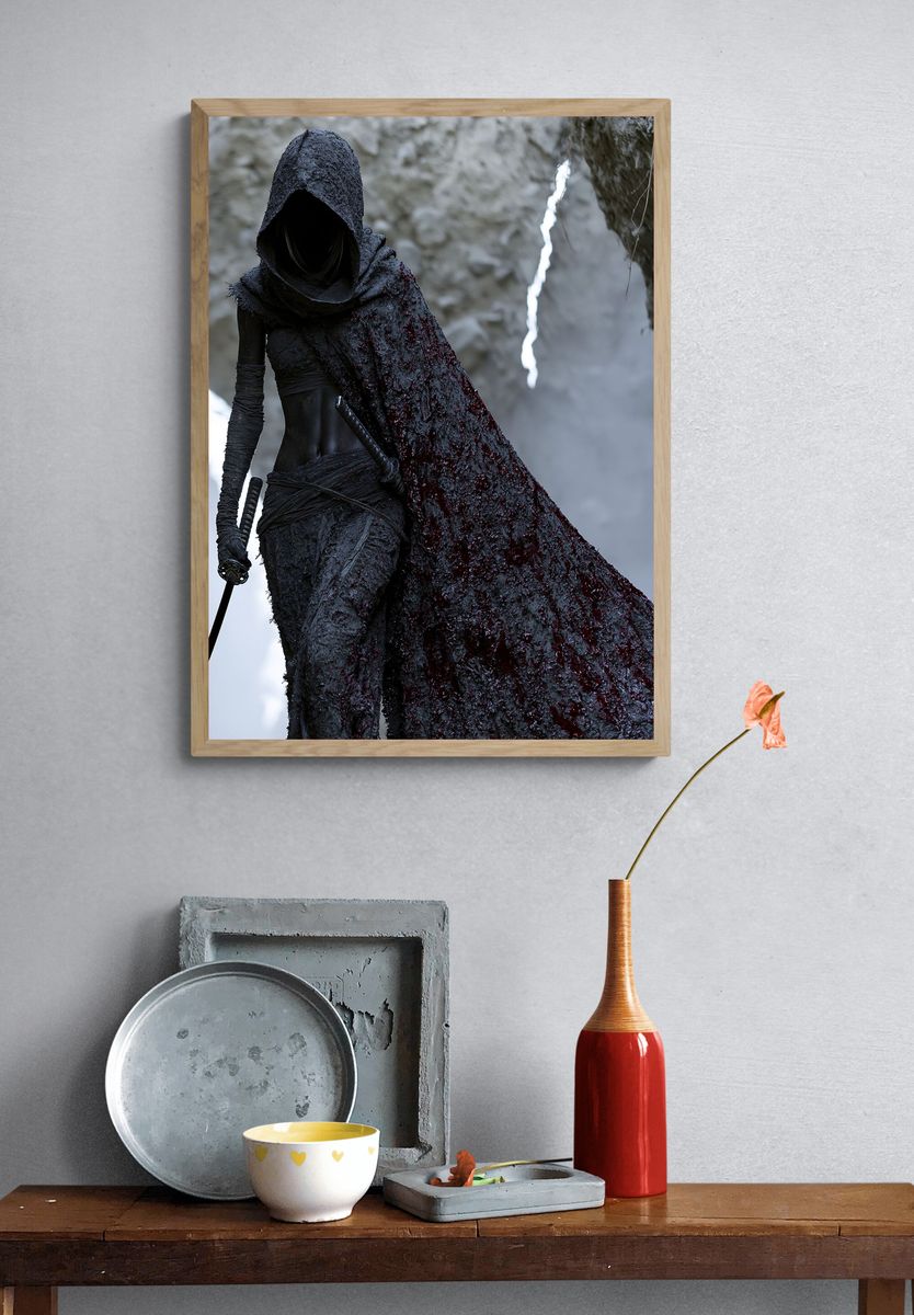 Dark Hooded Warrior Fantasy Print. — room view 3