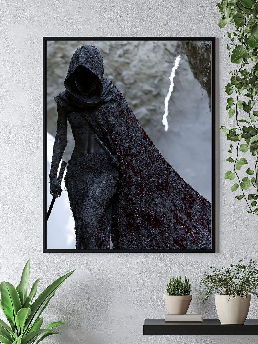 Dark Hooded Warrior Fantasy Print. — room view 4