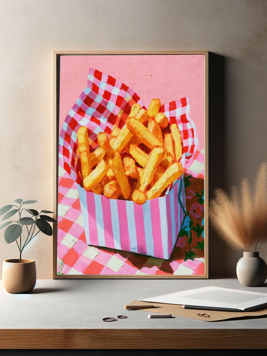 French Fries Still Life Illustration Poster. — room view 2