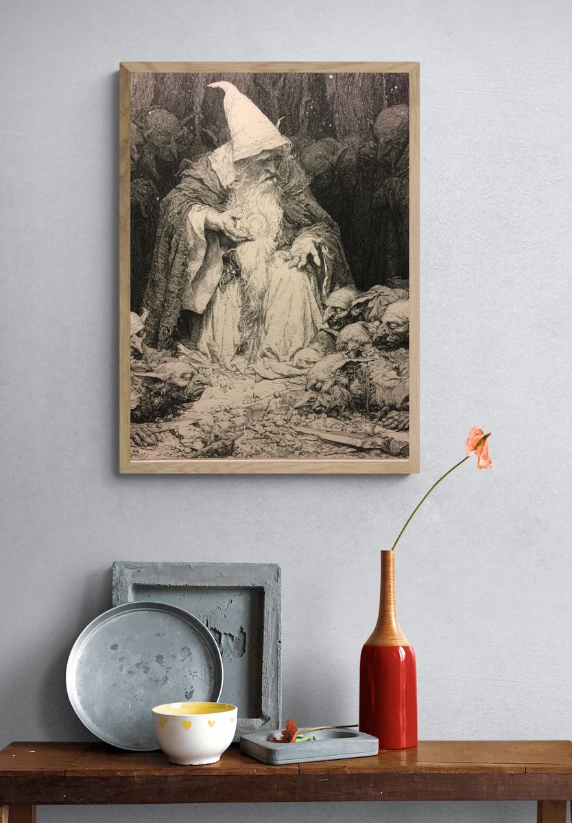 Wizard and Goblins Fantasy Print. — room view 3
