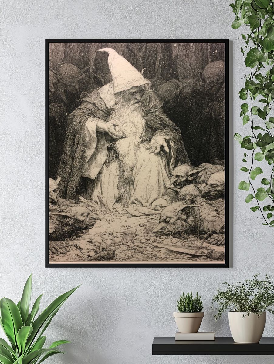 Wizard and Goblins Fantasy Print. — room view 4