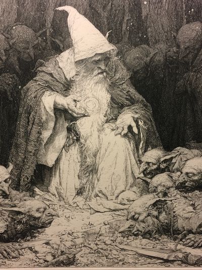 Wizard and Goblins Fantasy Print. poster