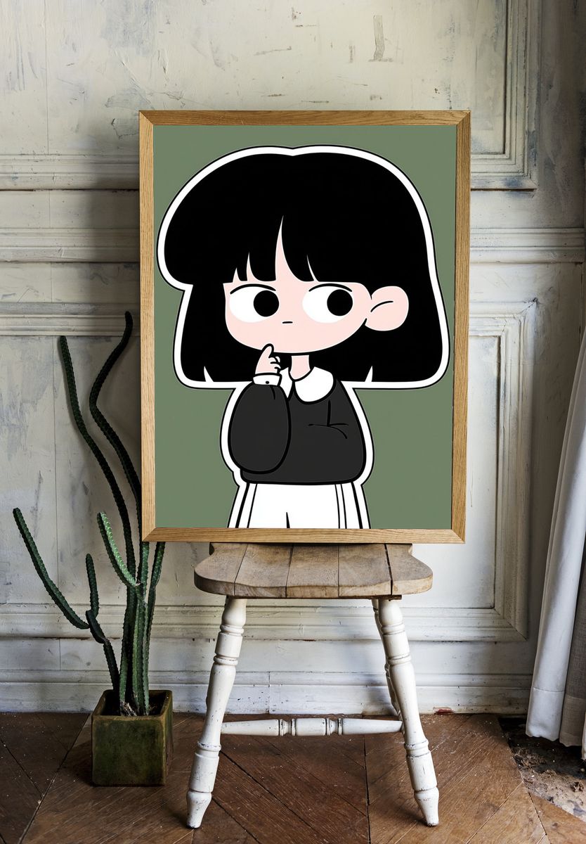 Cute Goth Girl Illustration Poster. — room view 1