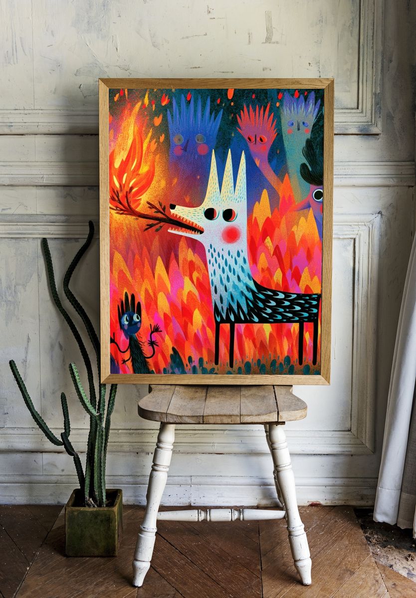 Forest Spirits Illustration Poster. — room view 1