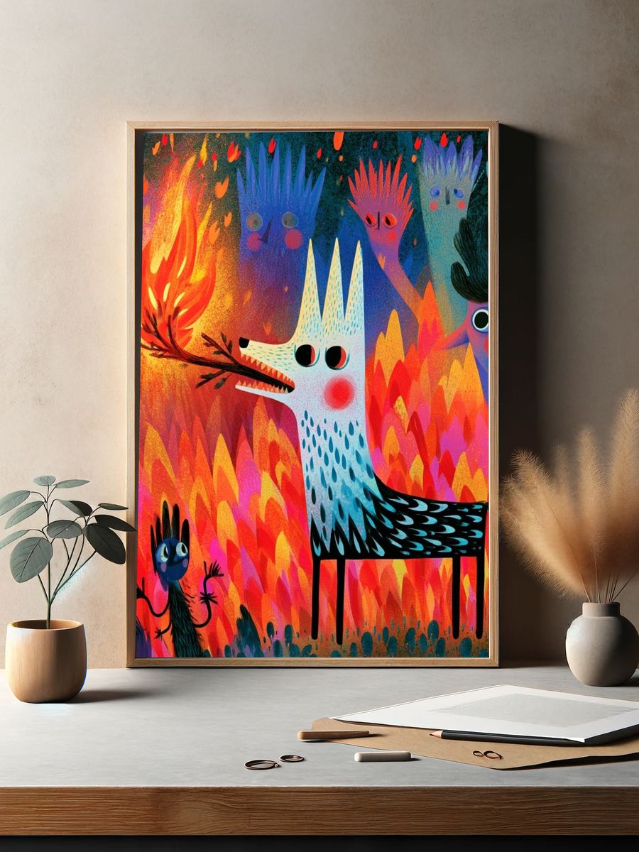 Forest Spirits Illustration Poster. — room view 2