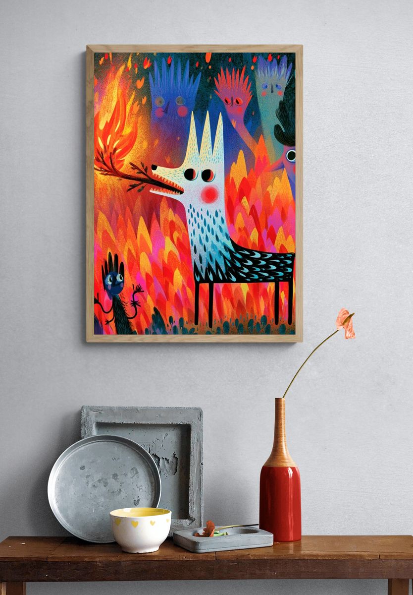 Forest Spirits Illustration Poster. — room view 3