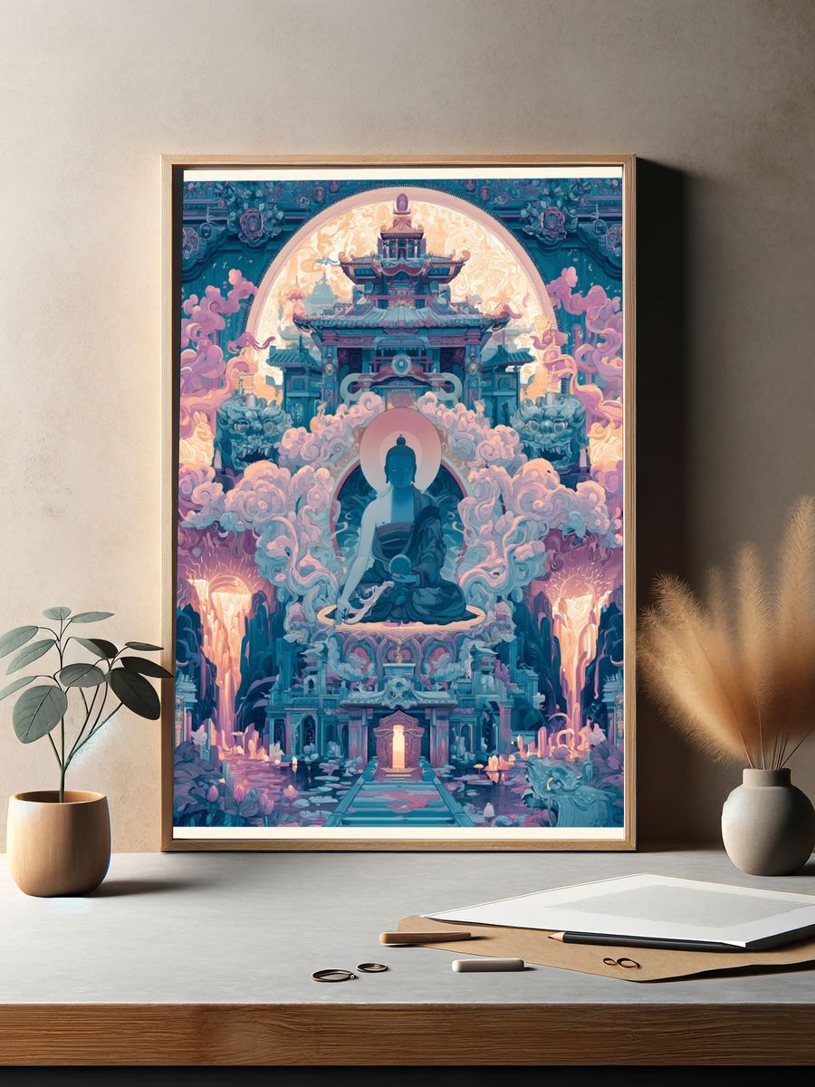 Temple Buddha Dreamscape Print. — room view 2
