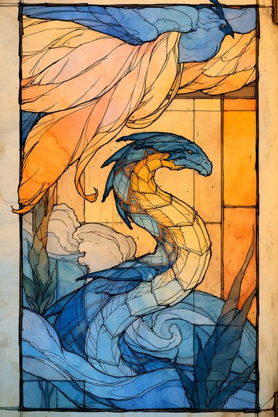 Blue Birds Stained Glass Poster. poster print