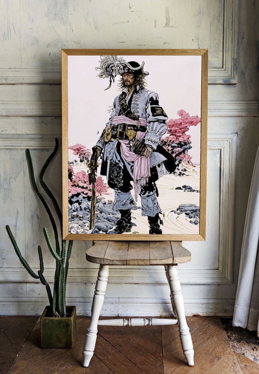 Samurai Warrior Illustration Poster. — room view 1