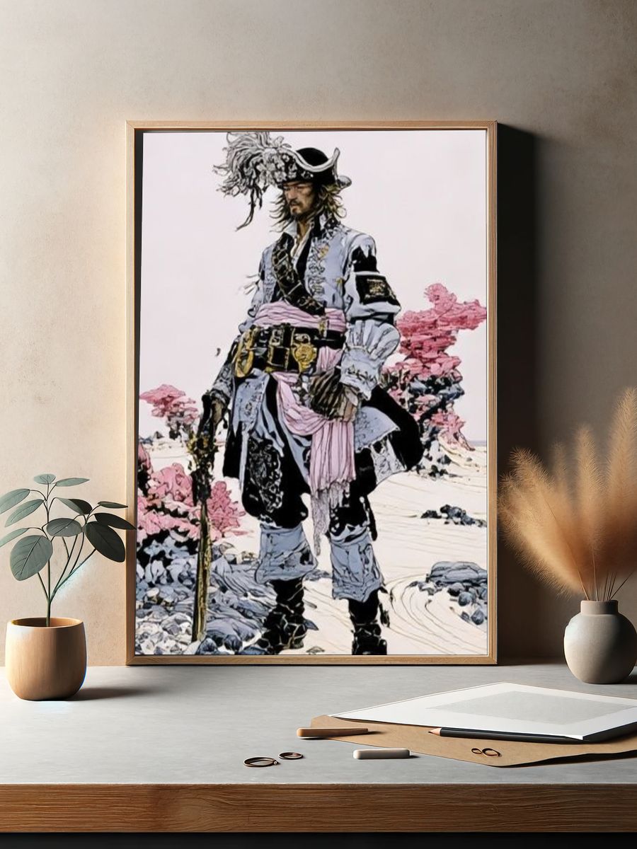 Samurai Warrior Illustration Poster. — room view 2