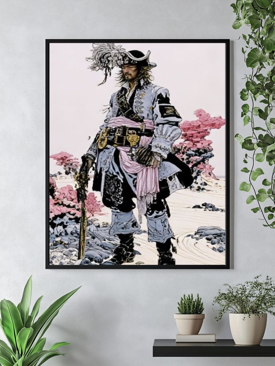 Samurai Warrior Illustration Poster. — room view 4