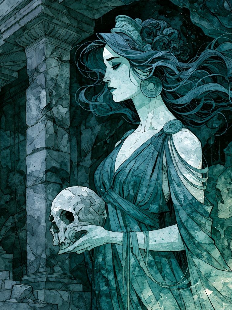 Gothic Skull Maiden Illustration Poster. poster — illustration art