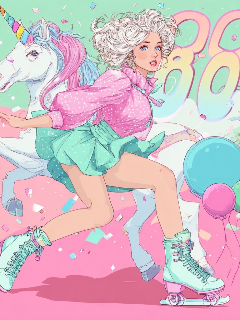 Unicorn Roller Girl Illustration Poster. poster — illustration art