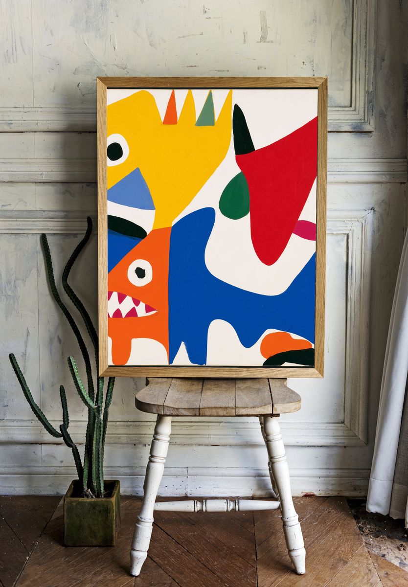 Playful Monster Abstract Poster. — room view 1