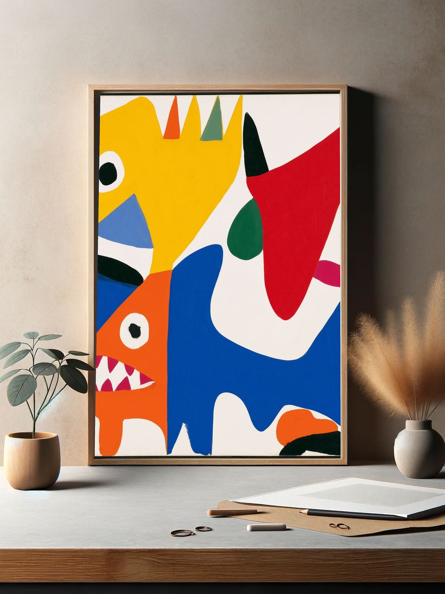 Playful Monster Abstract Poster. — room view 2
