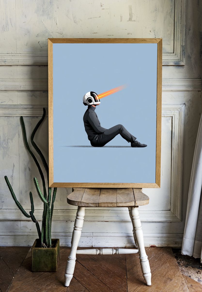 Astronaut Beam Minimalist Poster. room preview