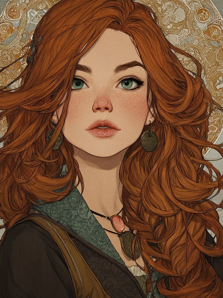 Red-Haired Portrait Illustration Poster. poster detail