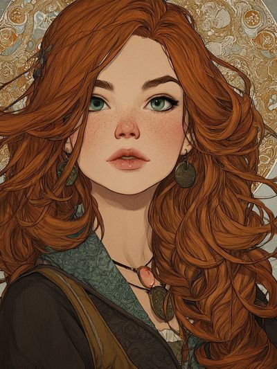 Red-Haired Portrait Illustration Poster. poster