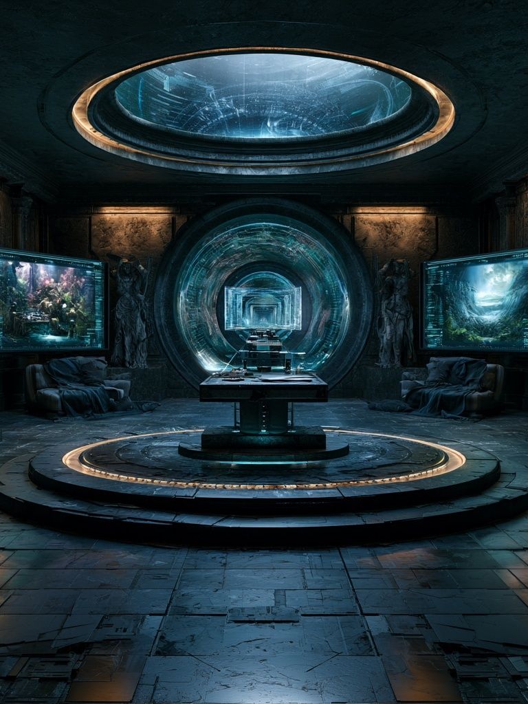 Futuristic Portal Chamber Poster. poster — illustration art