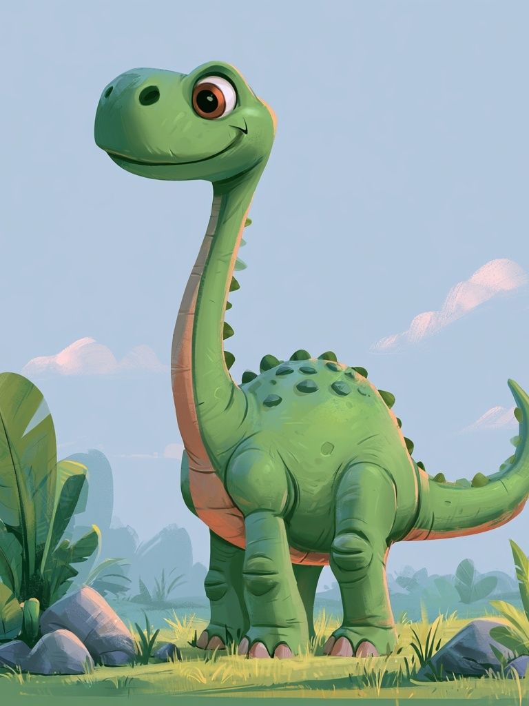 Friendly Dinosaur Illustration Poster. poster detail