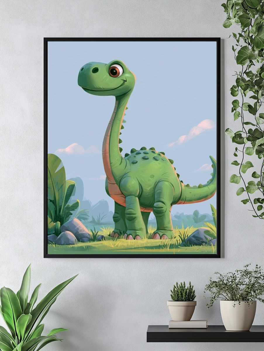 Friendly Dinosaur Illustration Poster. — room view 4