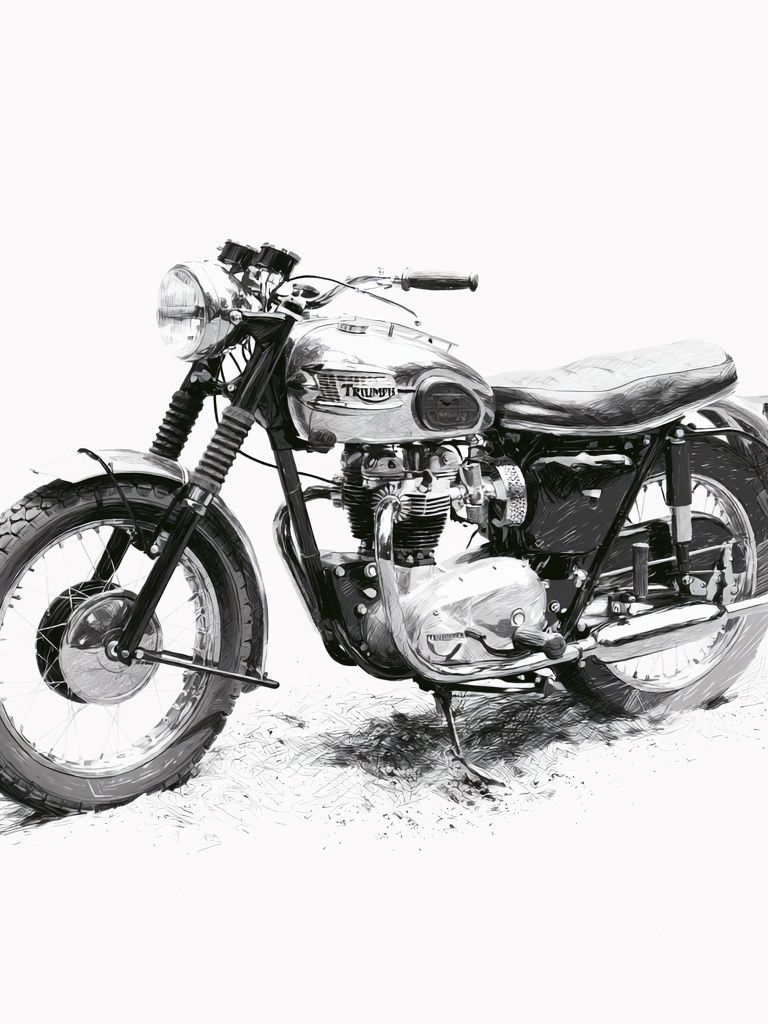 Triumph Motorcycle Sketch Print. poster — illustration art