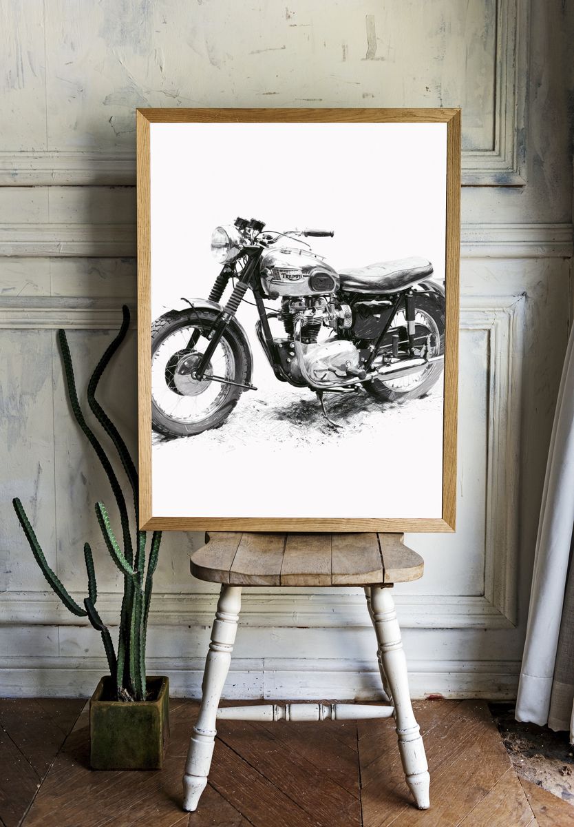 Triumph Motorcycle Sketch Print. room preview