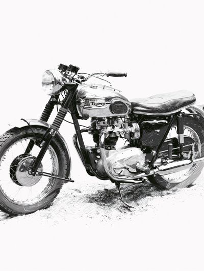 Triumph Motorcycle Sketch Print.
