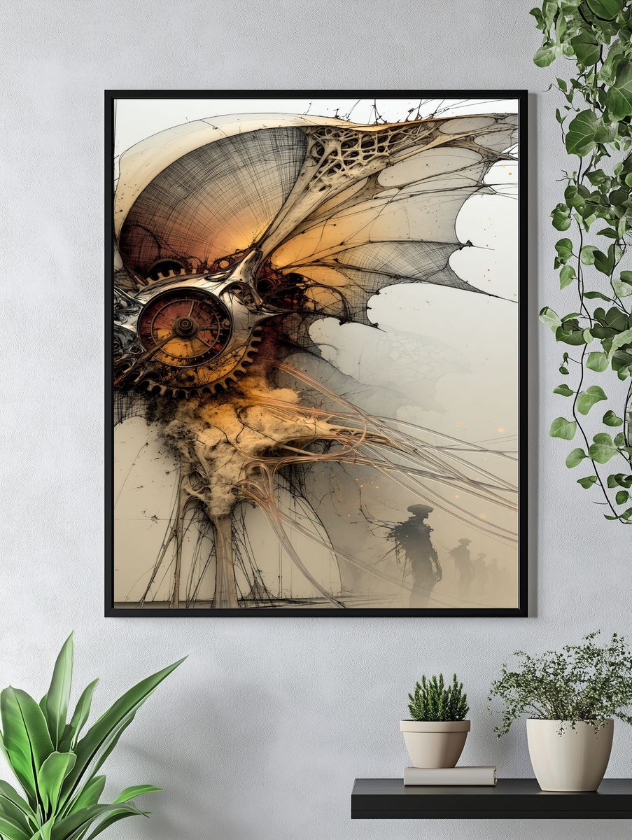 Steampunk Winged Clock Poster. — room view 4