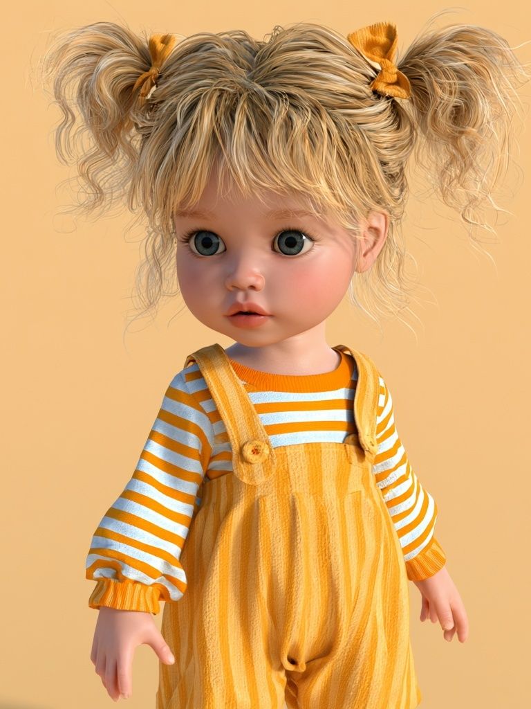 Blonde Doll Portrait Print. poster — illustration art
