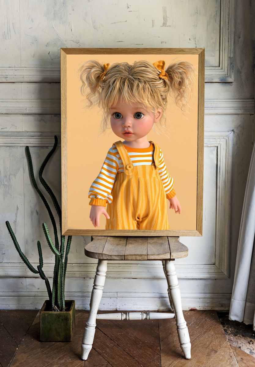 Blonde Doll Portrait Print. — room view 1