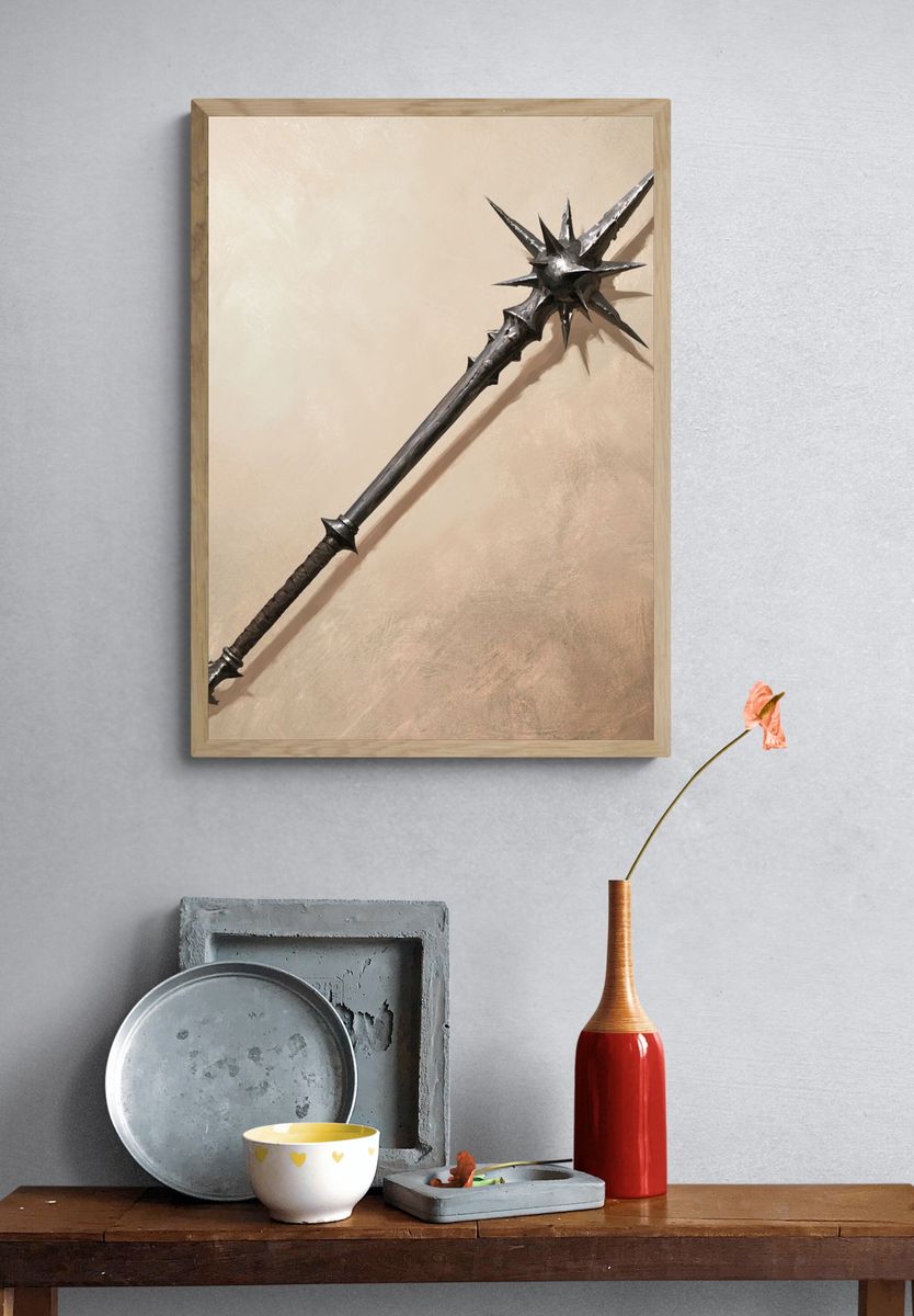 Dark Fantasy Spiked Mace Poster. — room view 3