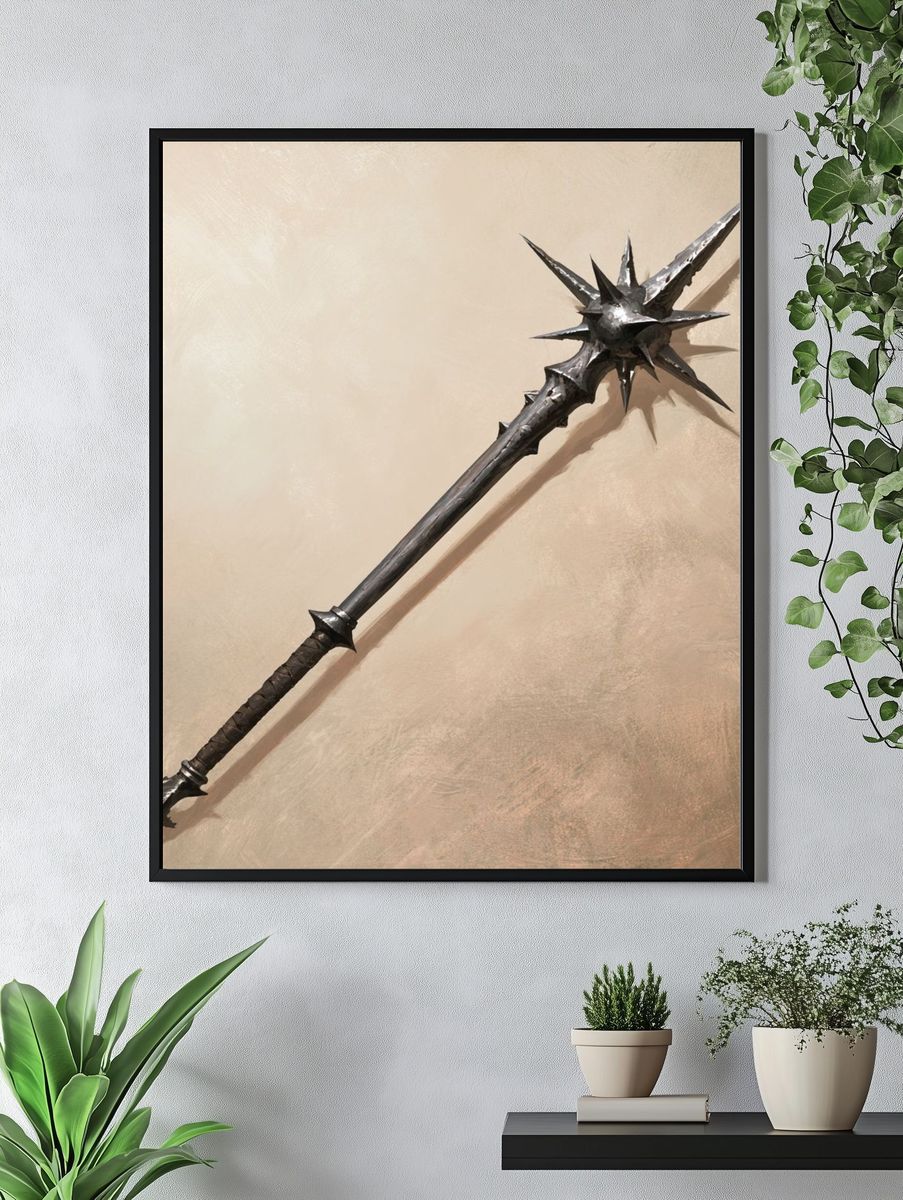 Dark Fantasy Spiked Mace Poster. — room view 4