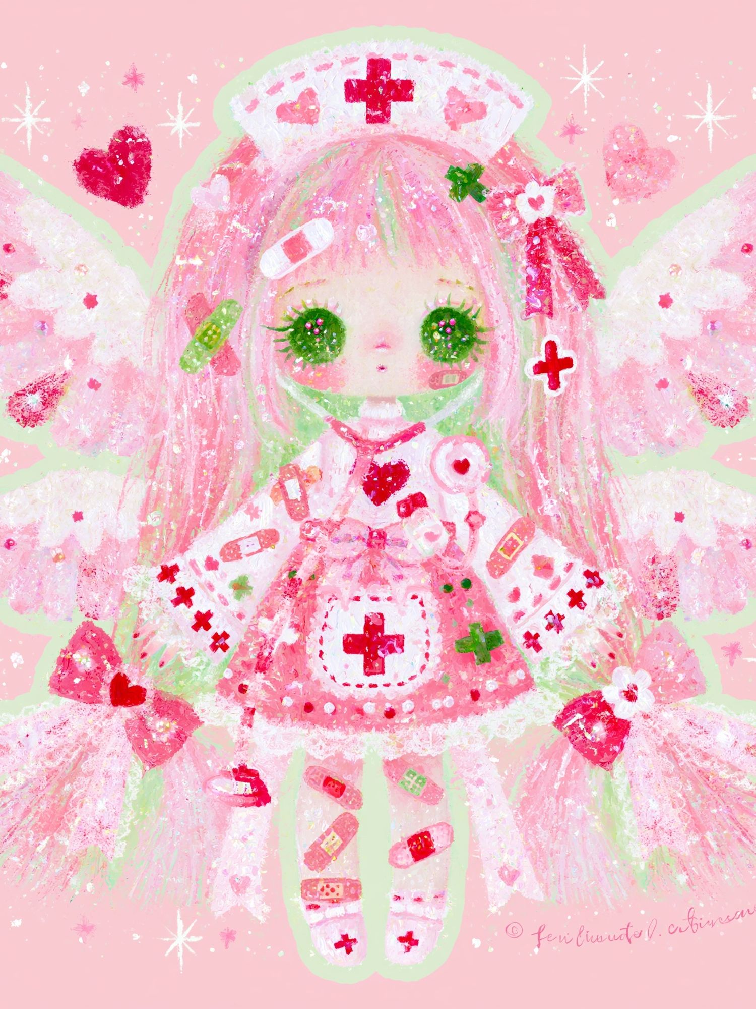 Kawaii Nurse Angel Illustration Poster. poster detail