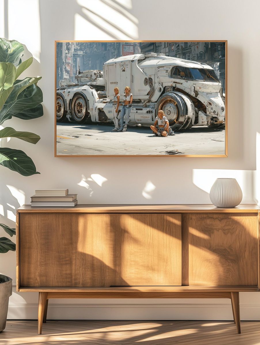 Futuristic Truck Street Scene Poster. — room view 3