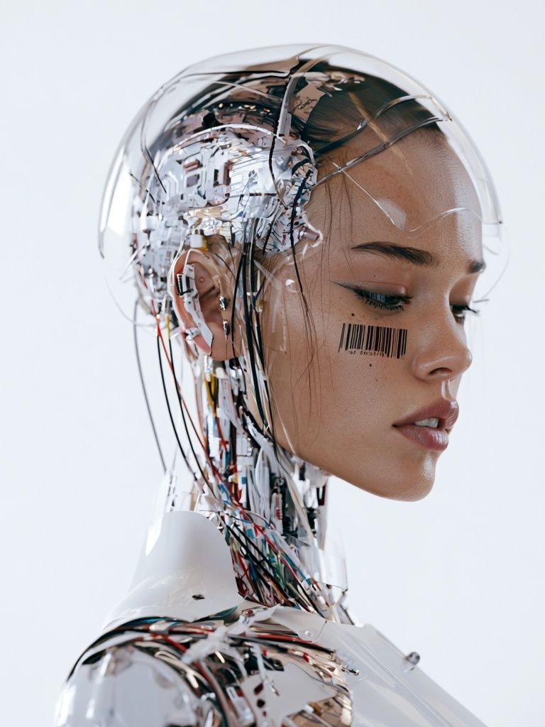 Cybernetic Woman Portrait Print. poster detail
