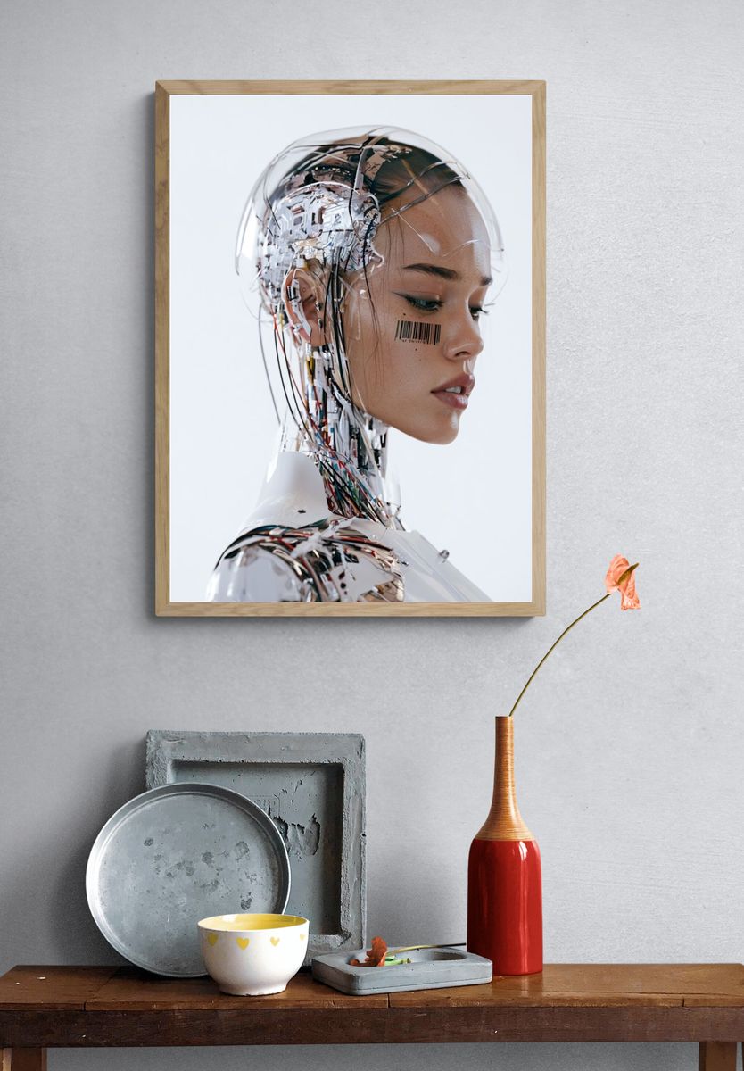 Cybernetic Woman Portrait Print. — room view 3