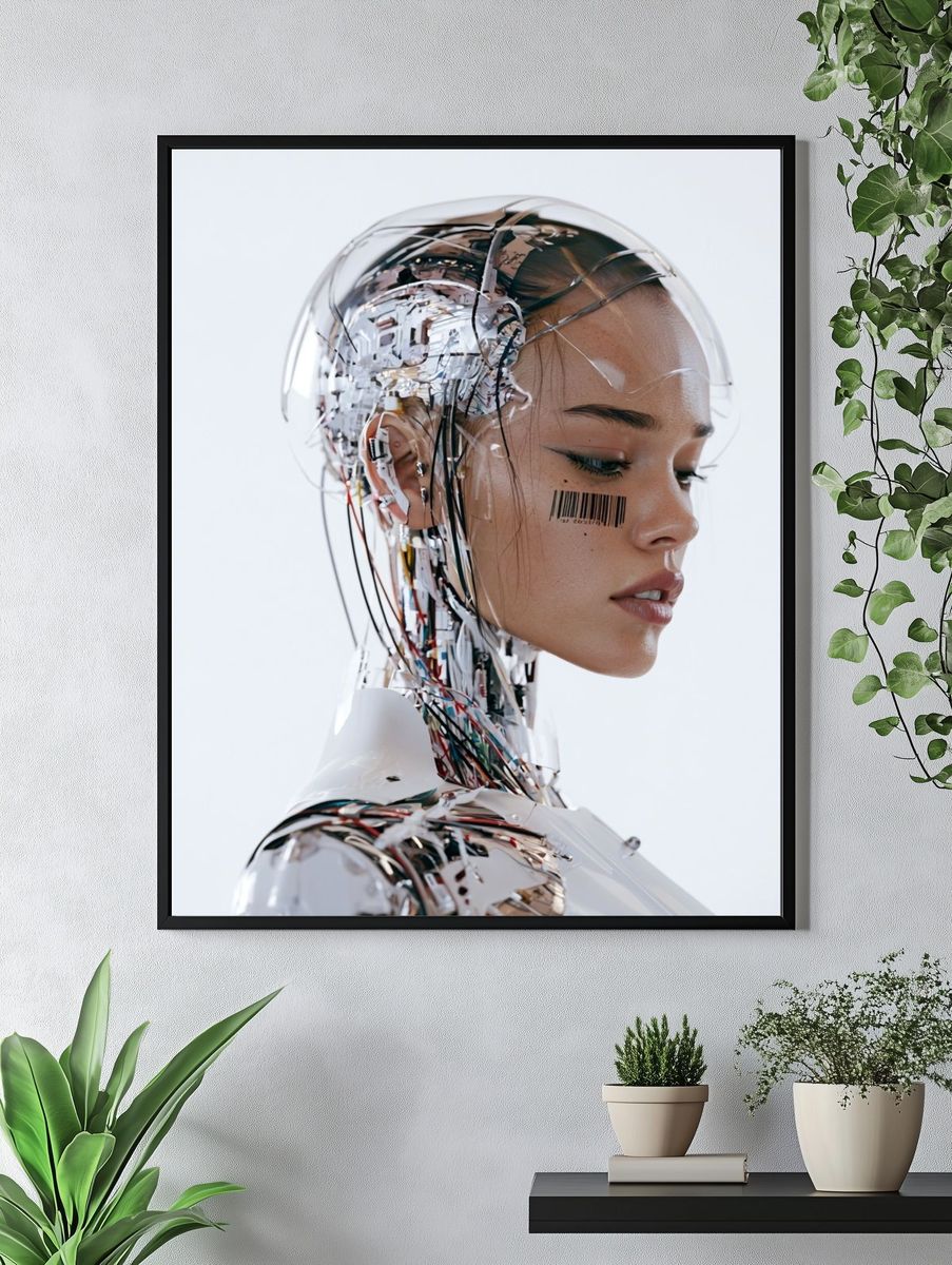 Cybernetic Woman Portrait Print. — room view 4