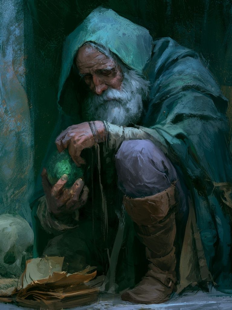 Mystic Hooded Sage Fantasy Print. poster detail